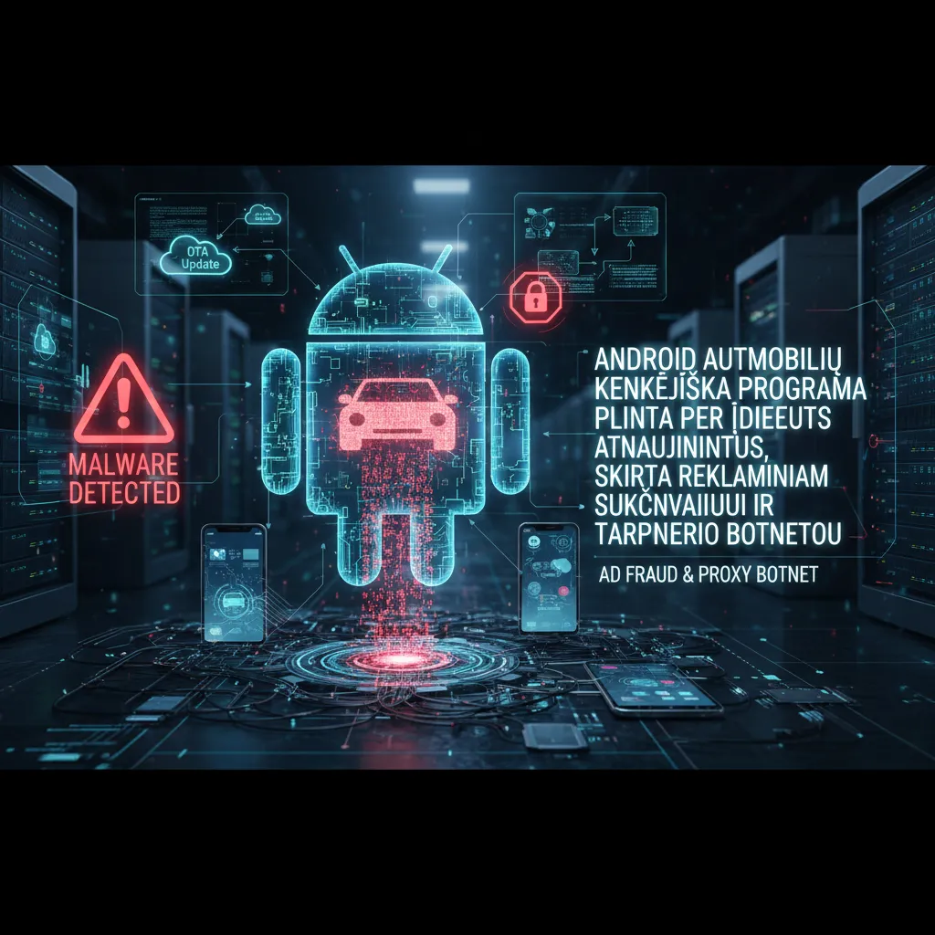 „Android“ automobilių kenkėjiška programa plinta per įdiegtus atnaujinimus, skirta reklaminiam sukčiavimui ir tarpinio serverio botnetui