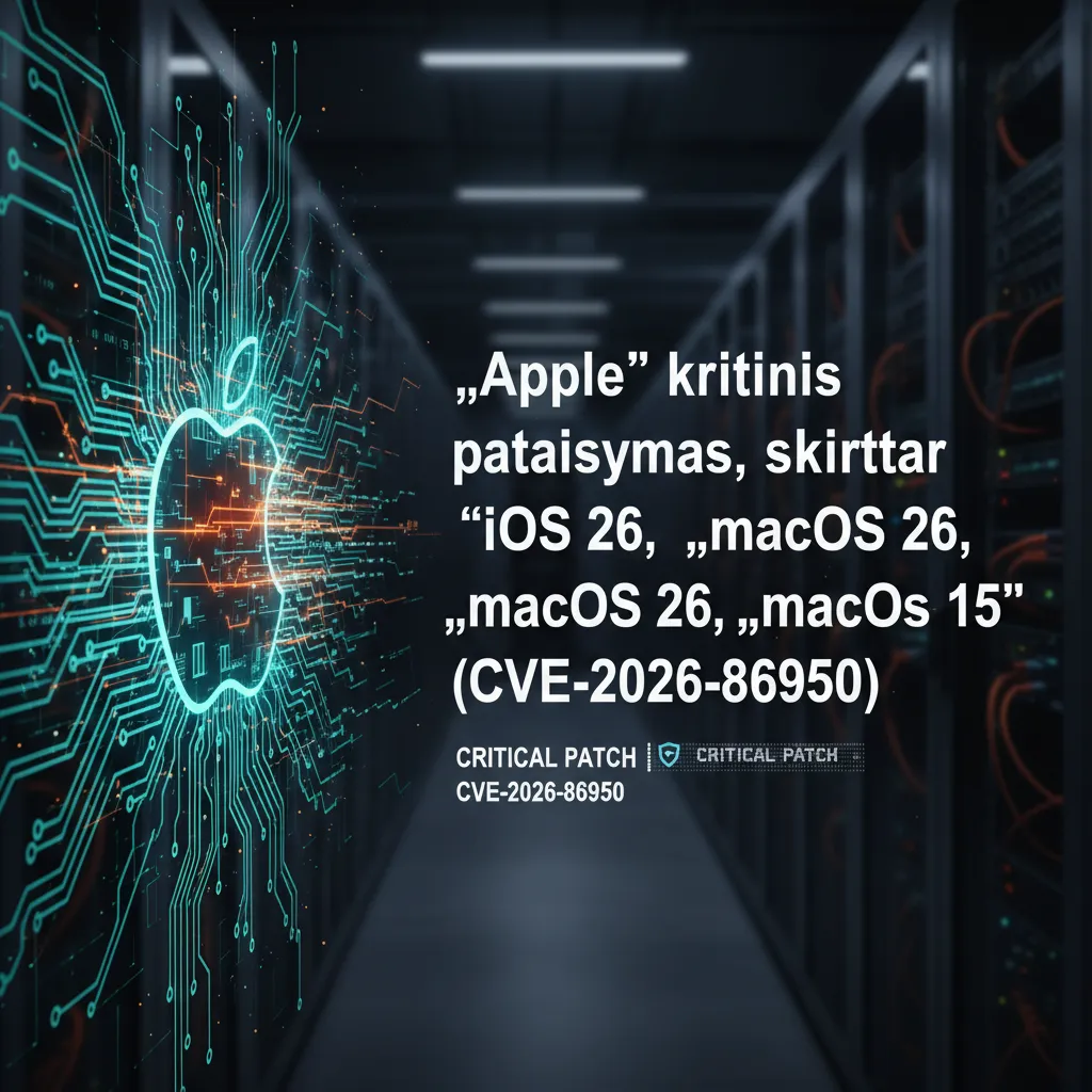 „Apple“ kritinis pataisymas, skirtas „iOS 26“, „macOS 26“, „macOS 15“ (CVE-2026-86950)