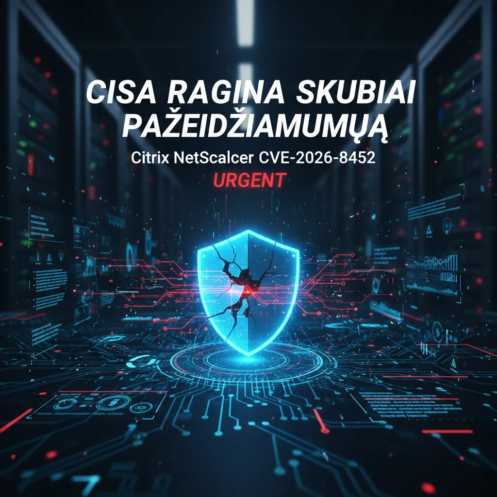 CISA ragina skubiai pažeidžiamumą Citrix NetScaler CVE-2026-8452