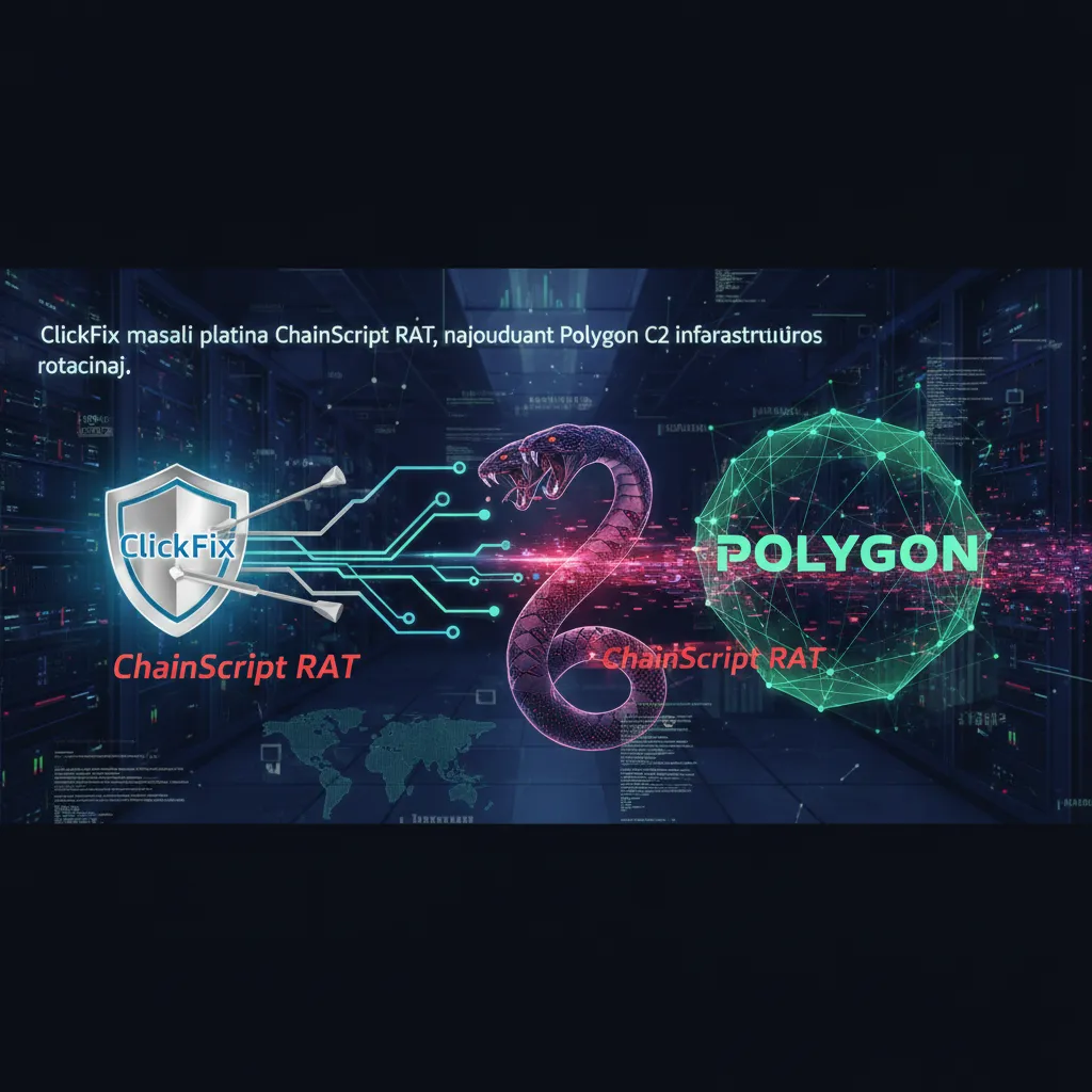 „ClickFix“ masalai platina „ChainScript“ RAT, naudojant „Polygon“ C2 infrastruktūros rotacijai