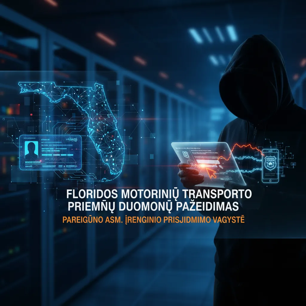 Floridos motorinių transporto priemonių duomenų pažeidimas susijęs su pareigūno asmeninio įrenginio prisijungimo duomenų vagyste
