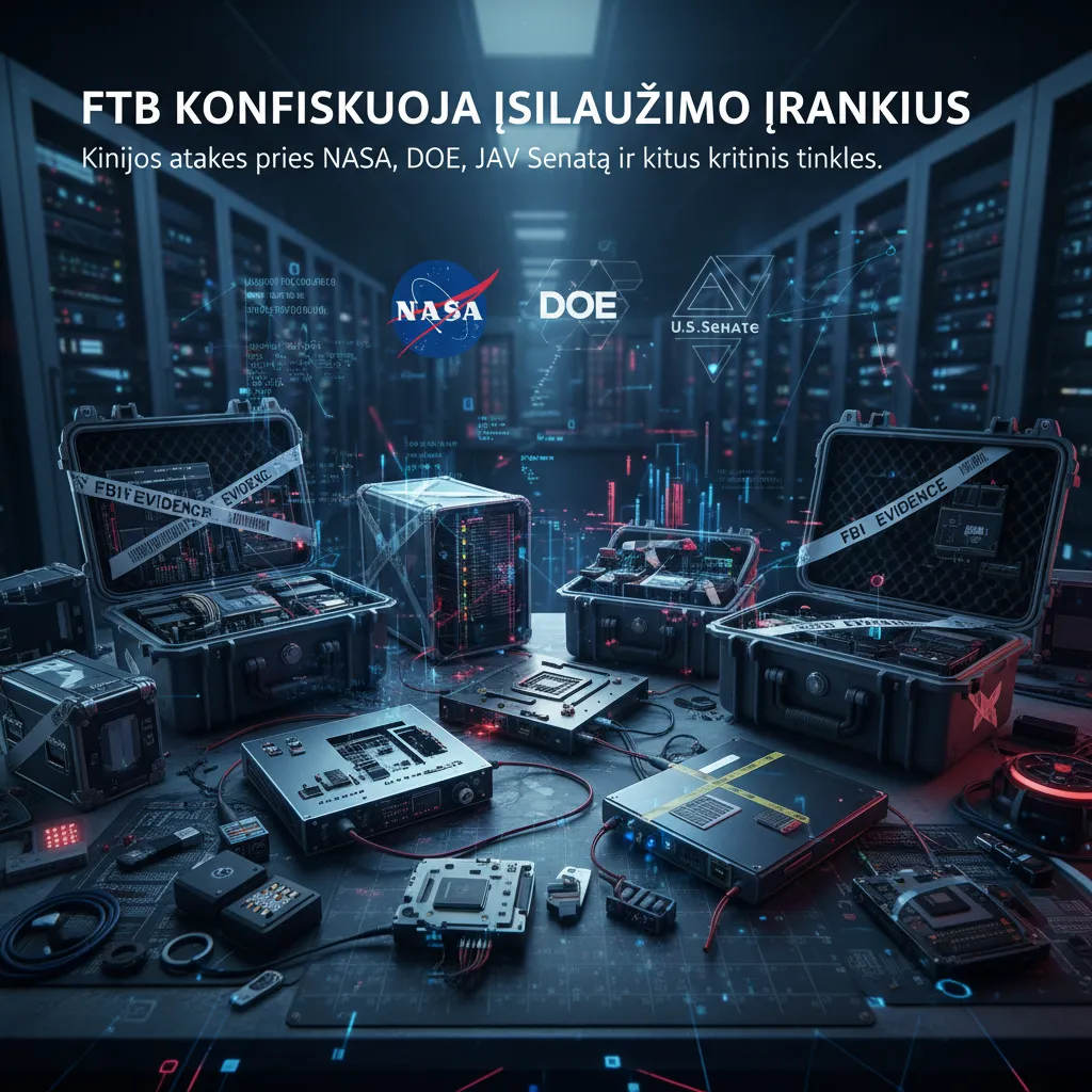 FTB konfiskuoja įsilaužimo įrankius, kurie, kaip teigiama, buvo naudojami Kinijos atakoms prieš NASA, DOE, JAV Senatą ir kitus kritinius tinklus