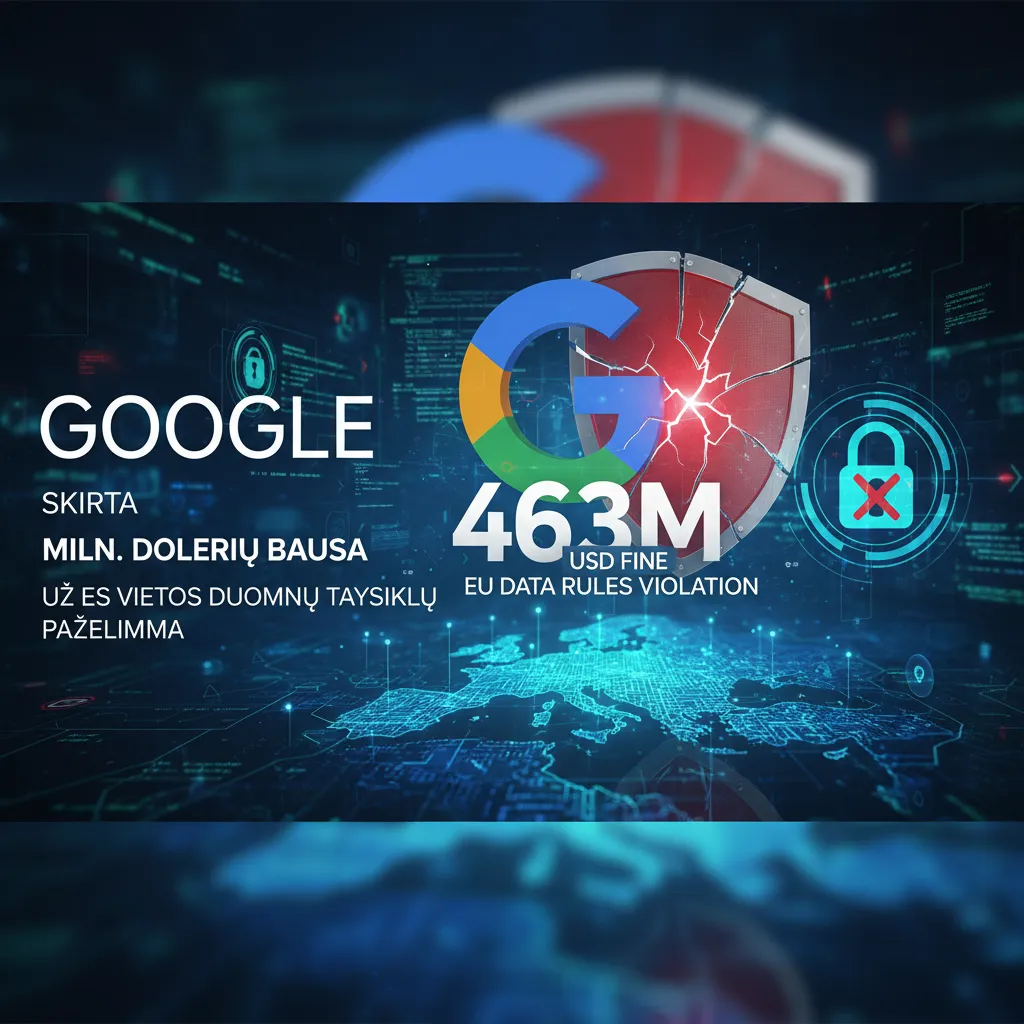 „Google“ skirta 463 mln. dolerių bauda už ES vietos duomenų taisyklių pažeidimą