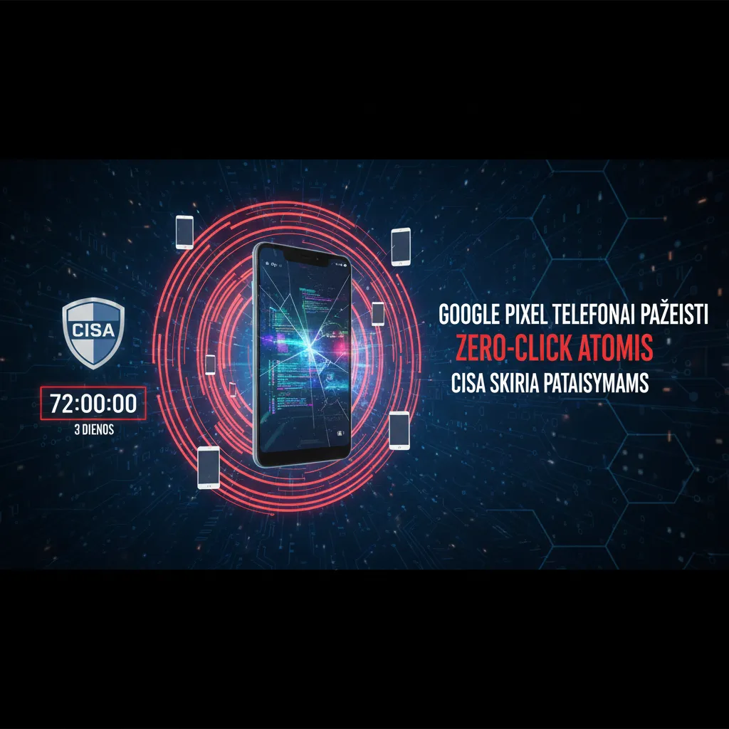 Google Pixel telefonai pažeisti „zero-click“ atakomis; CISA skiria 3 dienas pataisymams