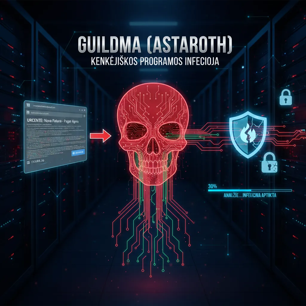 Guildma (Astaroth) kenkėjiškos programos infekcija iš braziliško portugalų kalbos el. laiško