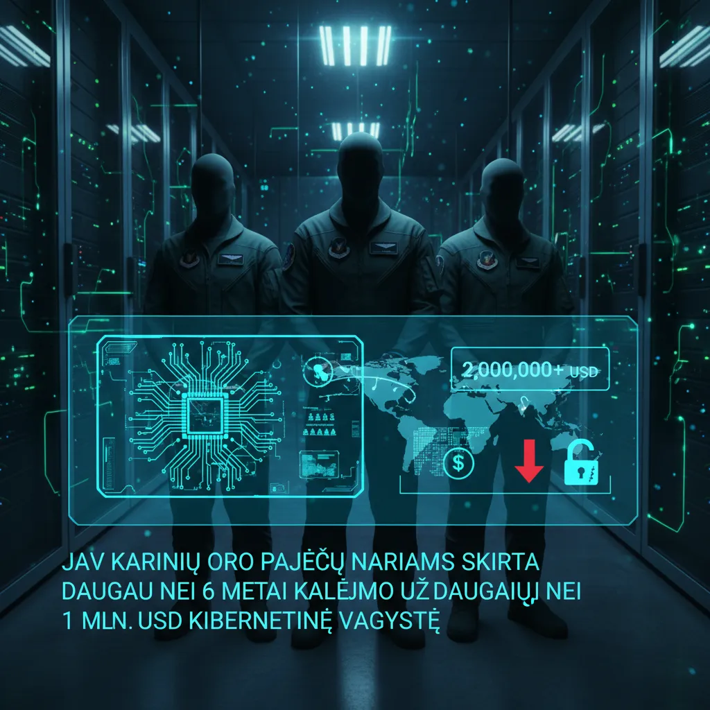 JAV karinių oro pajėgų nariams skirta daugiau nei 6 metai kalėjimo už daugiau nei 2 mln. USD kibernetinę vagystę