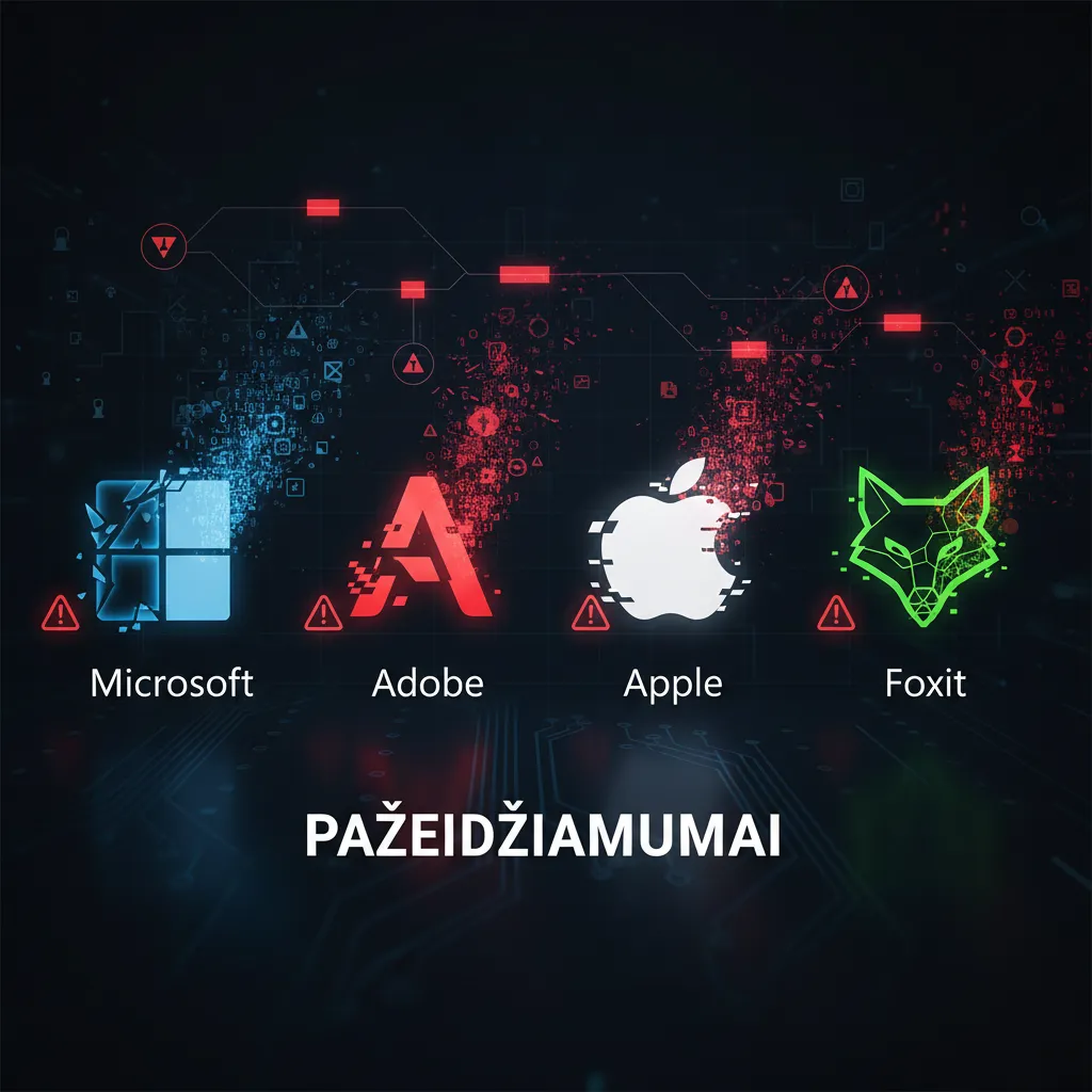 „Microsoft“, „Adobe“, „Apple“ ir „Foxit“ pažeidžiamumai