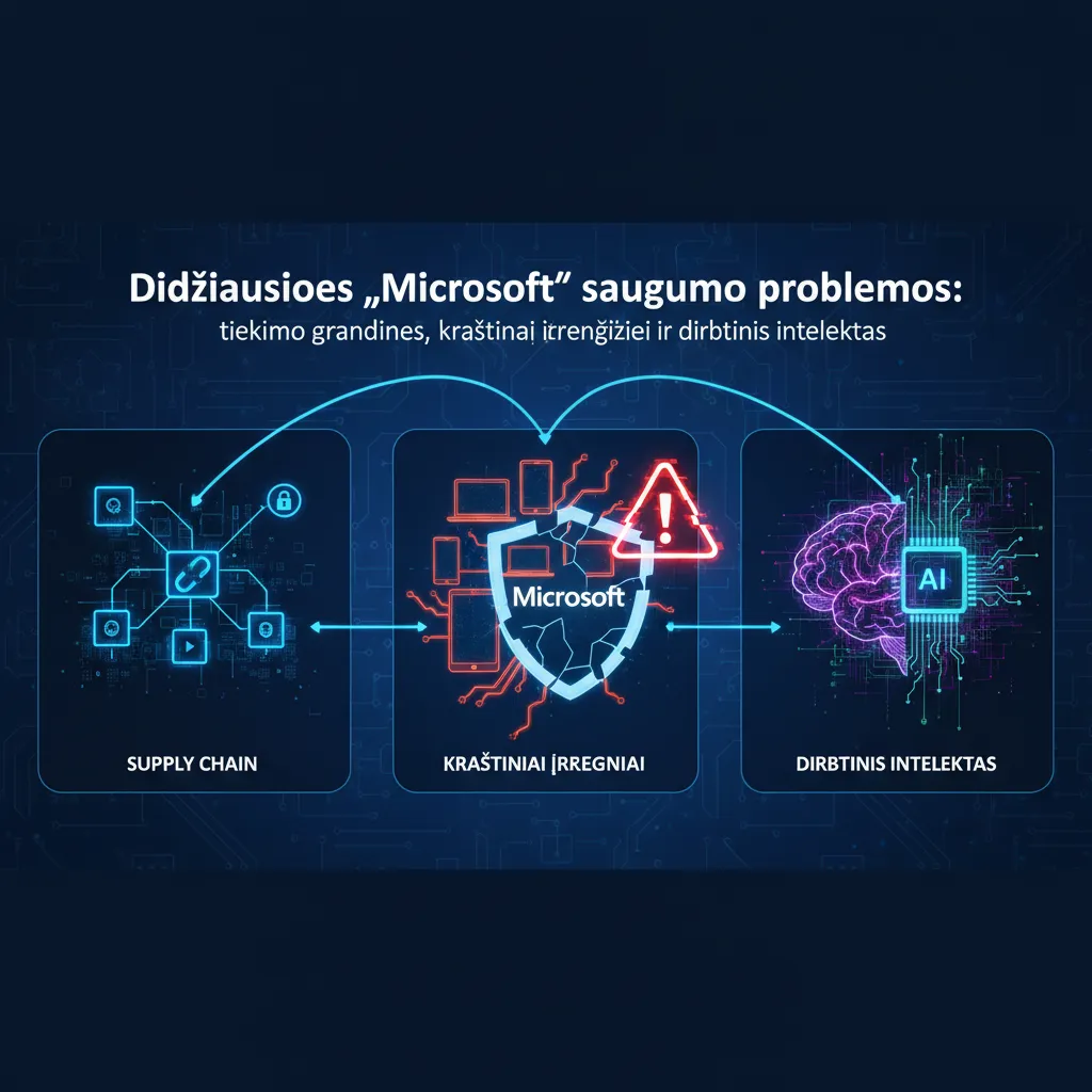 Didžiausios „Microsoft“ saugumo problemos: tiekimo grandinės, kraštiniai įrenginiai ir dirbtinis intelektas