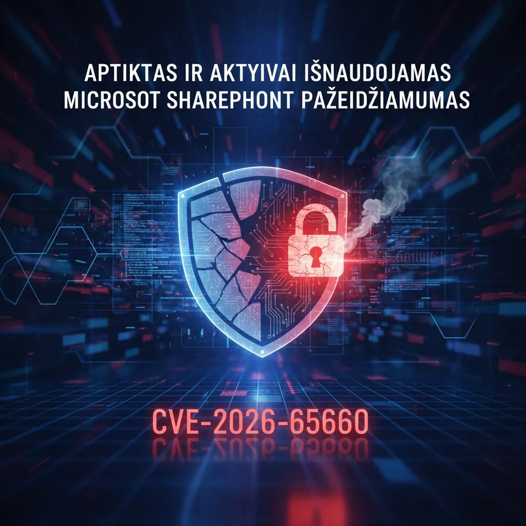 Aptiktas ir aktyviai išnaudojamas „Microsoft SharePoint“ pažeidžiamumas CVE-2026-65660