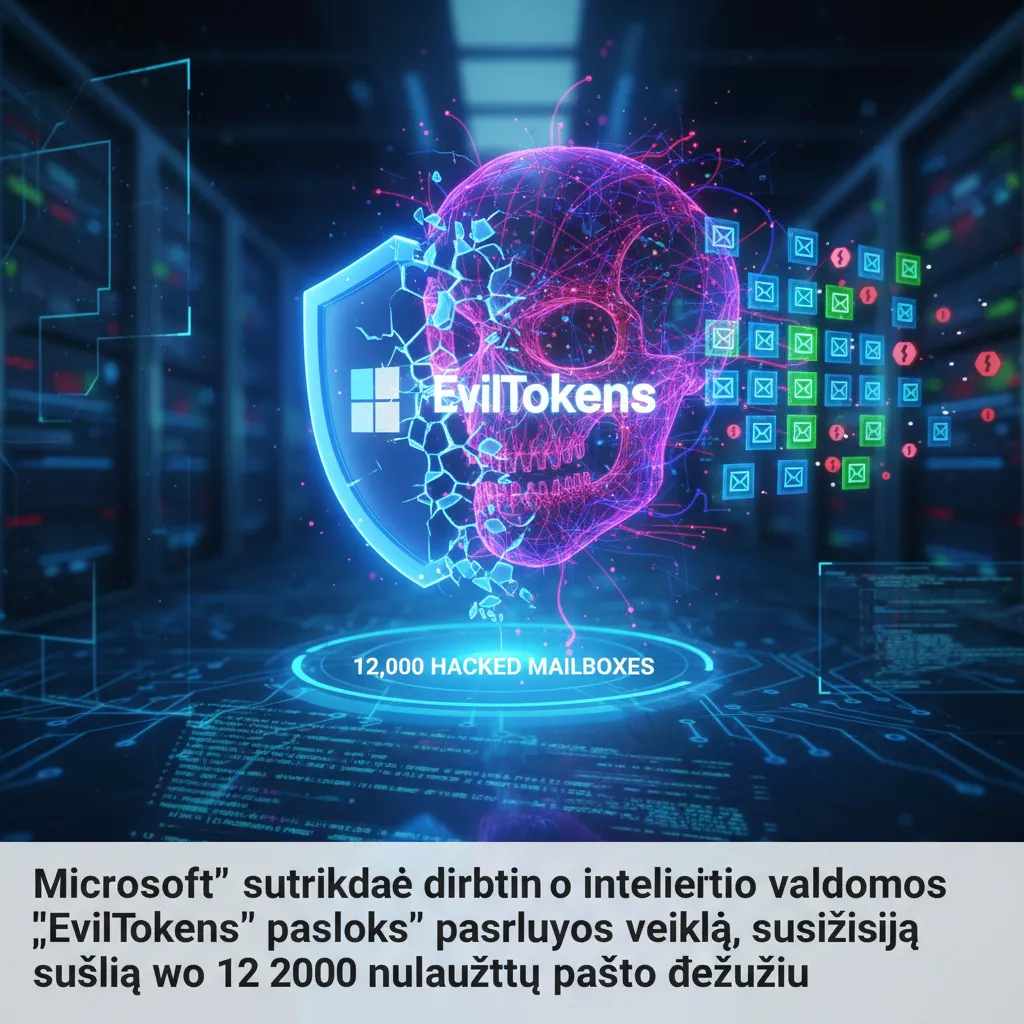 „Microsoft“ sutrikdė dirbtinio intelekto valdomos „EvilTokens“ paslaugos veiklą, susijusią su 12 000 nulaužtų pašto dėžučių