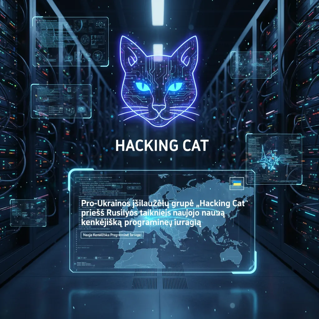 Pro-Ukrainos įsilaužėlių grupė „Hacking Cat“ prieš Rusijos taikinius naudoja naują kenkėjišką programinę įrangą