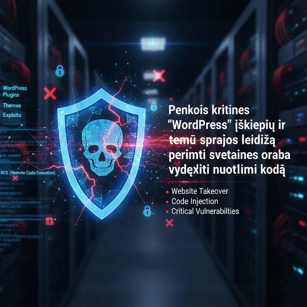 Penkios kritinės „WordPress“ įskiepių ir temų spragos leidžia perimti svetaines arba vykdyti nuotolinį kodą